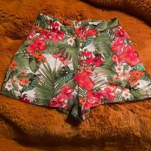 High waisted floral shorts